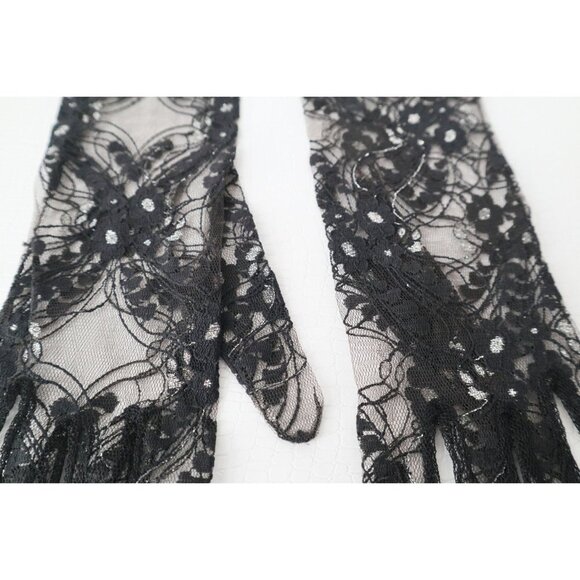 Vintage Evening Gloves Black Lace Evening Gloves Dress Gloves Formal Gloves Long - Picture 3 of 5